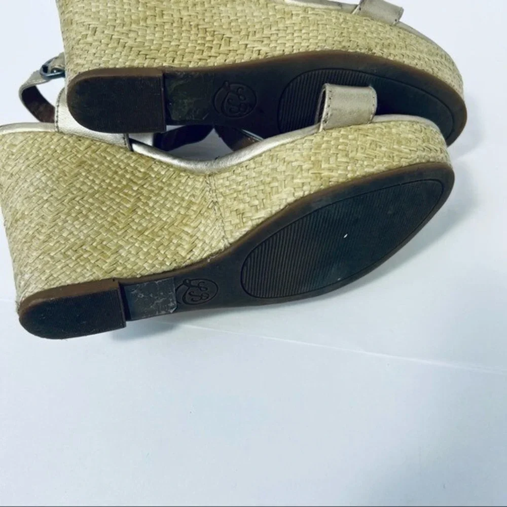 LUCKY BRAND Lovell Gold‎ Espadrille T-Strap Wedge Size 6/36M